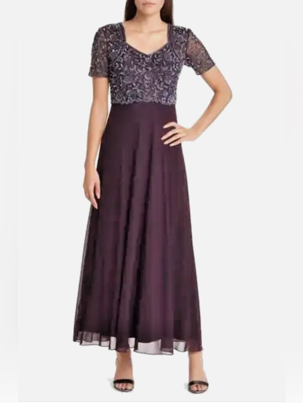Pisarro Nights Beaded Bodice A-Line Gown Dress